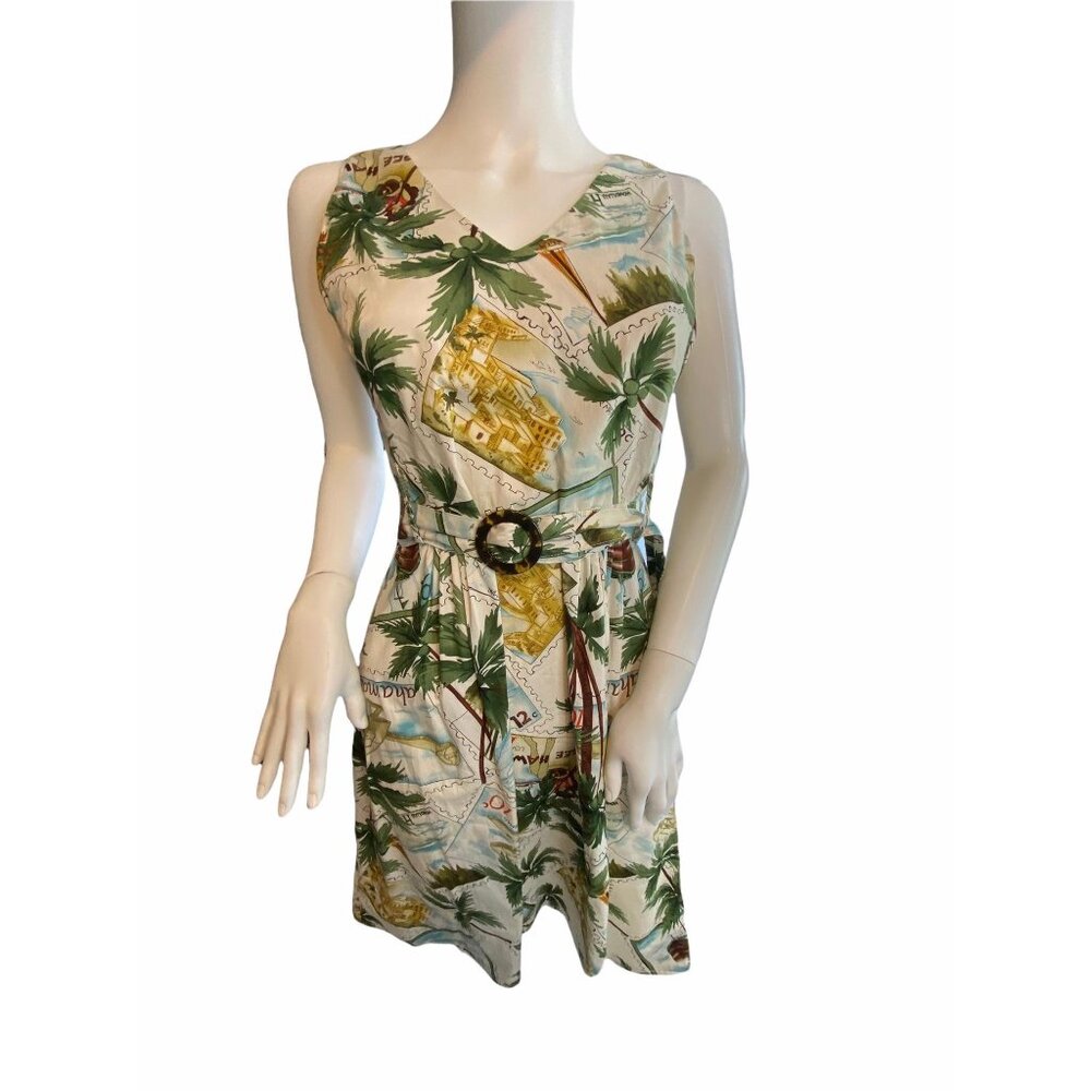 Vintage Sheri Martin Women's Retro Hawaiin Dress Petite Size 4